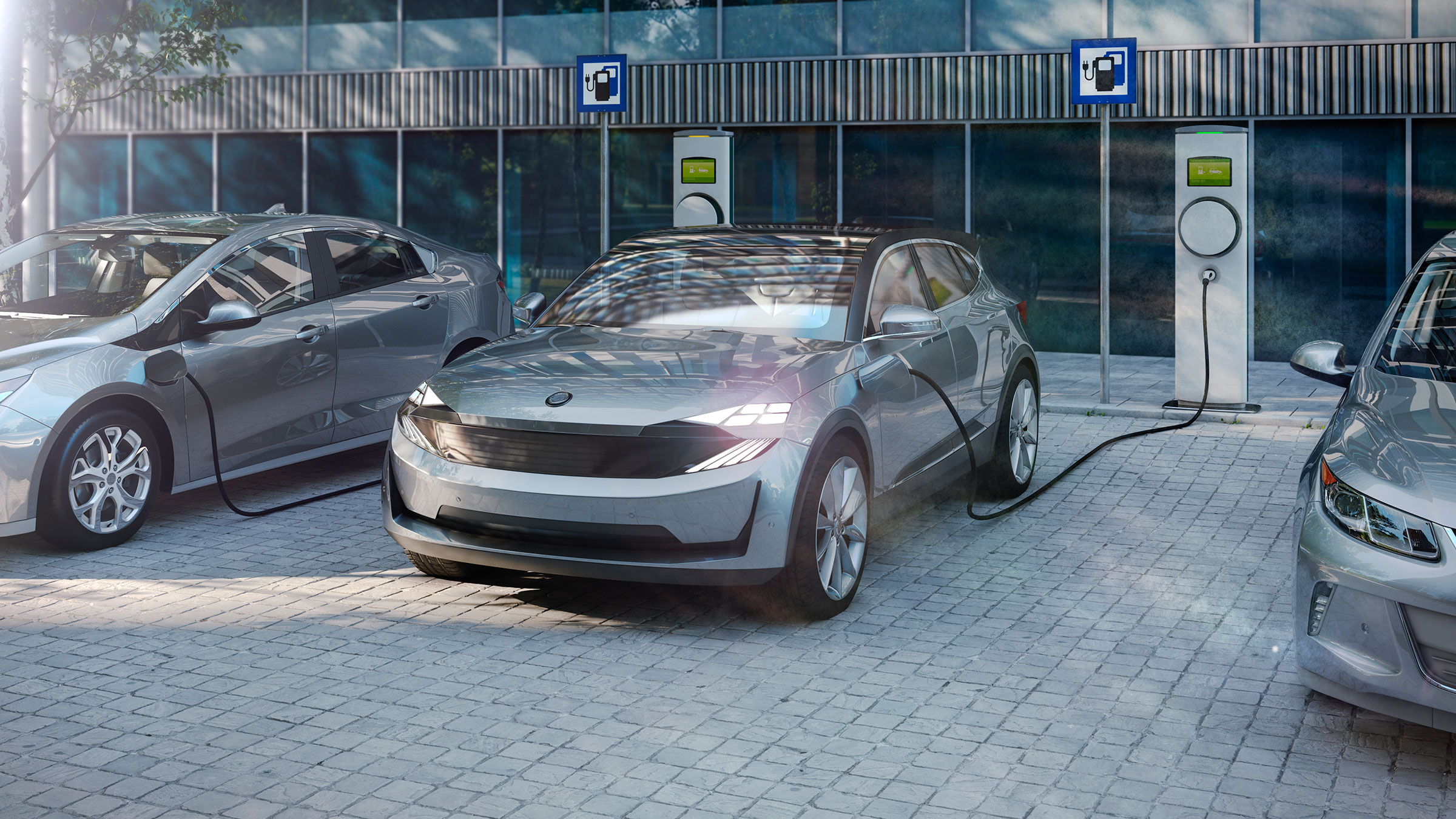 Electric Cars at Charging Stations
